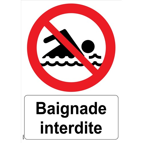 Panneau "Baignade interdite" - PVC A4