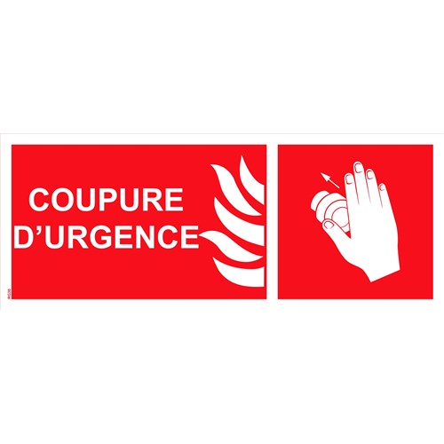 Panneau "Coupure d’urgence" PVC - 200x80 mm