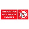 Panneau "Interdiction de fumer et vapoter" PVC - 200x80 mm