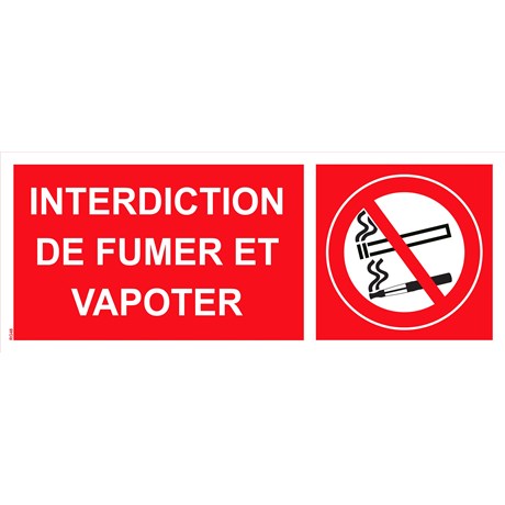 Panneau "Interdiction de fumer et vapoter" PVC - 200x80 mm