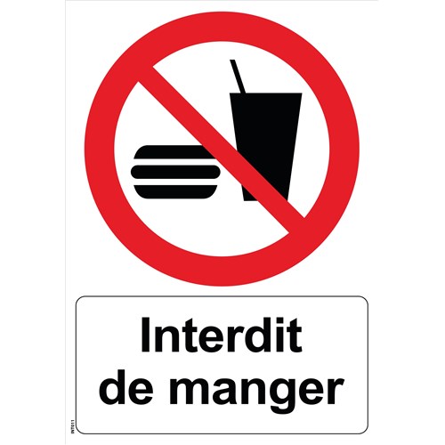 Panneau "Interdit de manger" - PVC A4