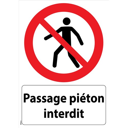Panneau "Passage piéton interdit" - PVC A4