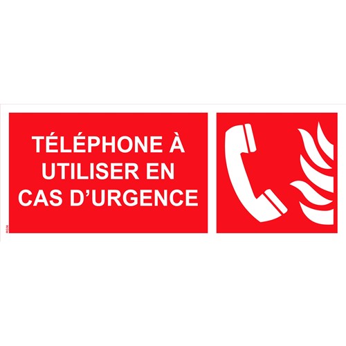 Panneau "Téléphone à utiliser en cas d’urgence" PVC - 200x80 mm