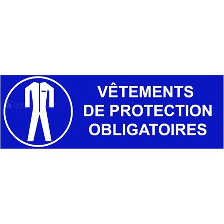 Panneau sécurité du travail "vetement protection obligatoire" – L.300 x H.100 mm