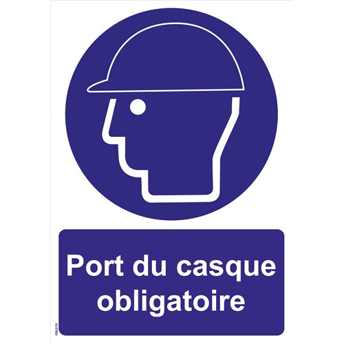Panneaux "Port du casque obligatoire" - PVC A4