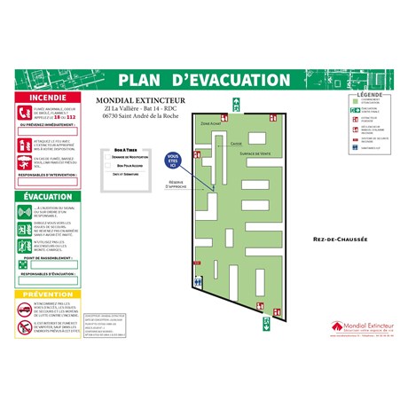 Plan d'évacuation PVC 2 mm - effet 3D format A0