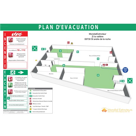 Plan d'évacuation PVC 2 mm - effet 3D format A3