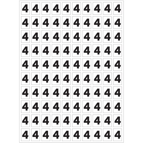 Planche de chiffres "4" adhésifs pour numéroter vos extincteurs