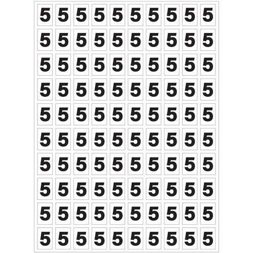 Planche de chiffres "5" adhésifs pour numéroter vos extincteurs