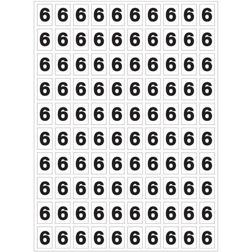 Planche de chiffres "6" adhésifs pour numéroter vos extincteurs