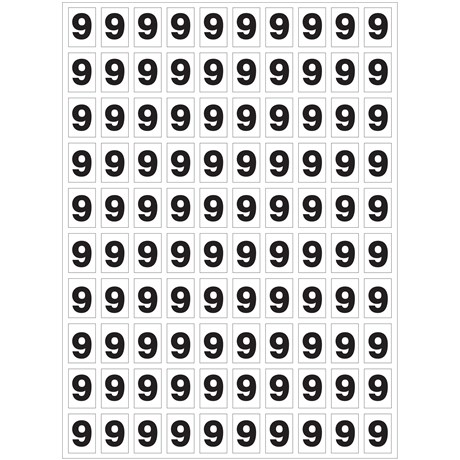 Planche de chiffres "9" adhésifs pour numéroter vos extincteurs