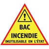 Adhésif "BAC INCENDIE INUTILISABLE" 14CM X 12,4 CM