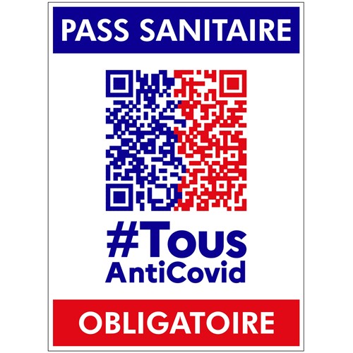 Sticker QR CODE "PASS SANITAIRE OBLIGATOIRE" - 15 X 20 CM