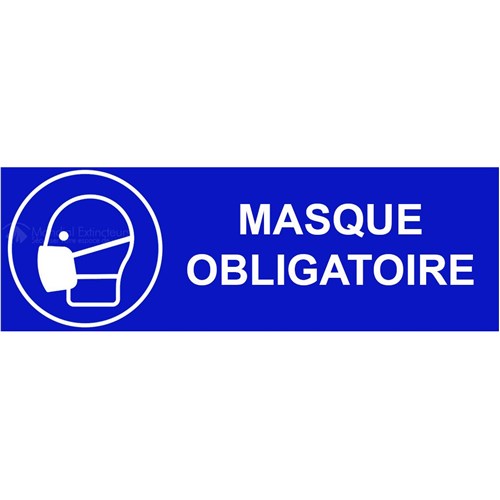 Panneaux sécurité du travail "MASQUE OBLIGATOIRE" – L.300 x H.100 mm