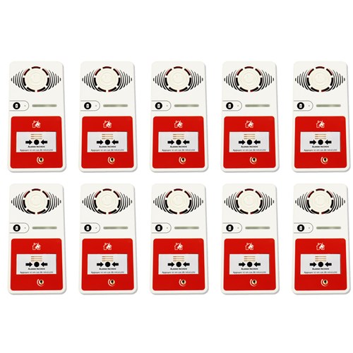 Pack de 10 alarmes incendie Type 4 avec Flash - NF S32-001 classe B