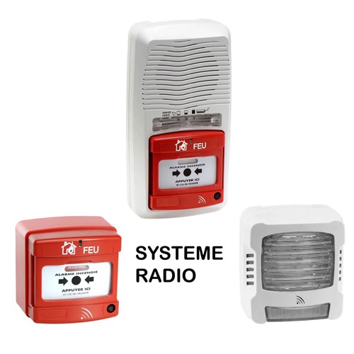 Pack 1 Alarme Radio + 1 déclencheurs Radio + 1 Diffuseur sonore et visuel Radio avec répéteur
