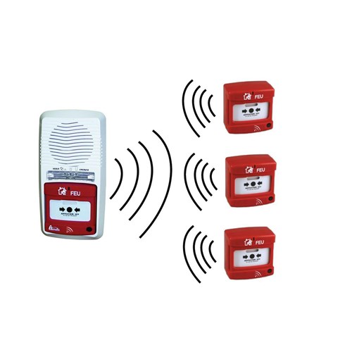 Pack alarme radio répéteur type 4 avec 3 déclencheurs manuels radio avec répéteur