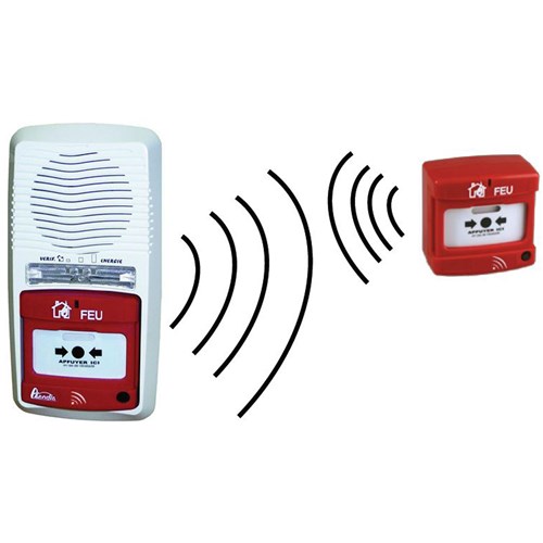 Pack alarme radio type 4 avec 1 déclencheur manuel radio avec répéteur