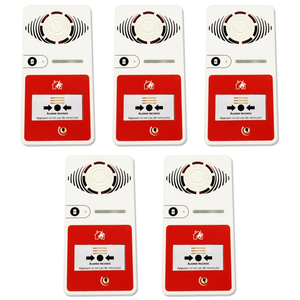 Pack de 5 alarmes incendie Type 4 avec Flash NF S32001 classe B