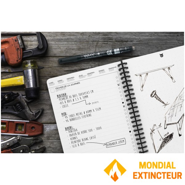 Whynote - Agenda effaçable et réutillisable A5 - noir