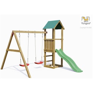 Fungoo - Aire de jeux Lucas avec balançoire double