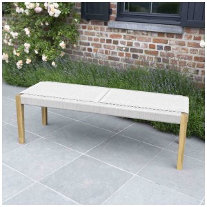 Wilsa - Banc de jardin CALVI teck massif et cordage 140cm Beige