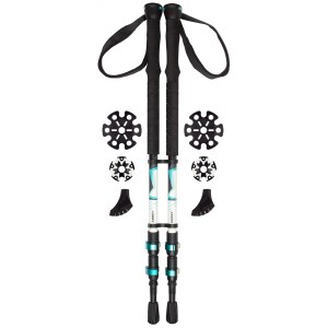 Abbey Camp - Bâtons de rando X2 Aluminium Réglable Blanc/Bleu