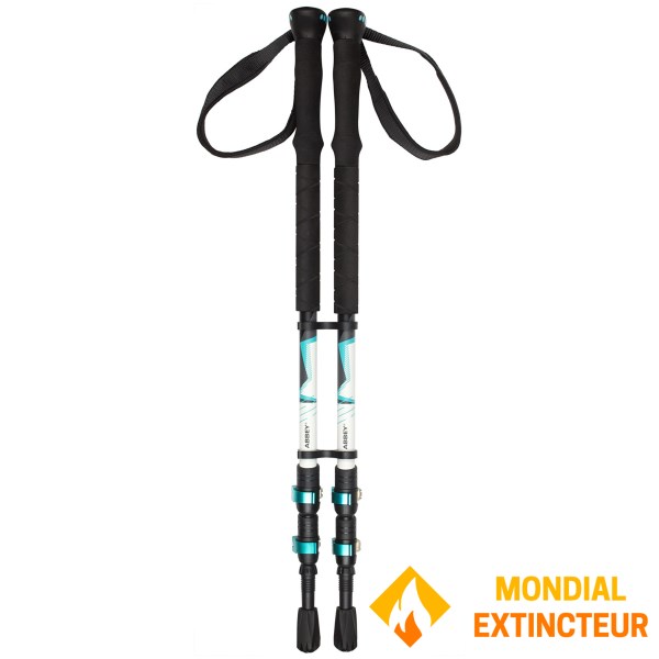 Abbey Camp - Bâtons de rando X2 Aluminium Réglable Blanc/Bleu