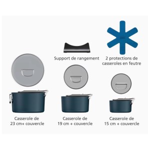 Joseph Joseph - Batterie de cuisine Space Blue (9 Pièces)