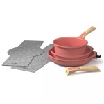 Cookut - Batterie de cuisine X7 Poêles et casserole guimauve