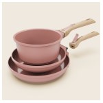 Cookut - Batterie de cuisine X7 Poêles et casserole guimauve