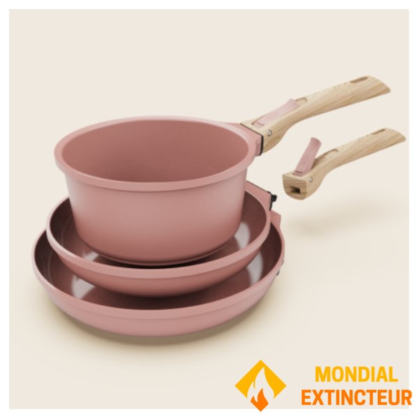 Cookut - Batterie de cuisine X7 Poêles et casserole guimauve