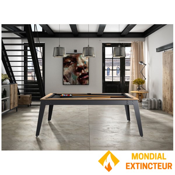 Rene-Pierre - Table de billard Steel Chêne drap gris