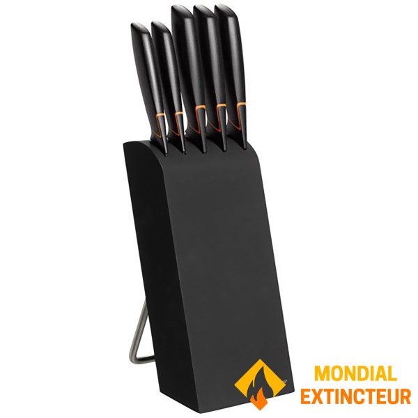 Fiskars - Bloc 5 couteaux  Edge noir
