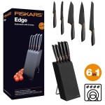 Fiskars - Bloc 5 couteaux  Edge noir