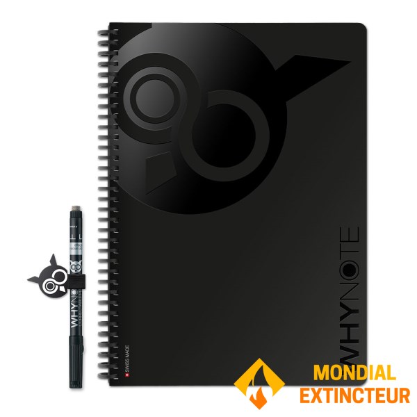 Whynote - Bloc-notes effaçable et réutillisable A4 - noir