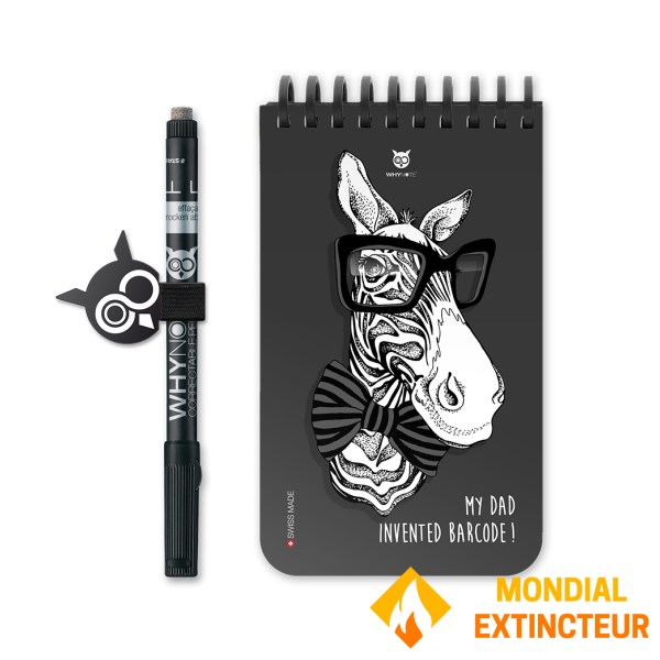 Whynote - Bloc-notes  effaçable - zèbre