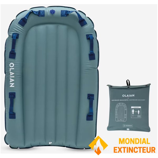 Decathlon - Bodyboard gonflable  DISCOVERY TANDEM GRIS BLEU 