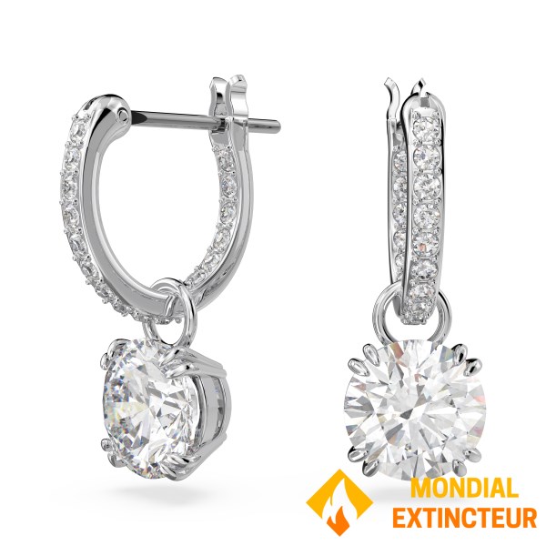 Swarovski - Boucles d’oreille Stilla Blanches, Métal rhodié