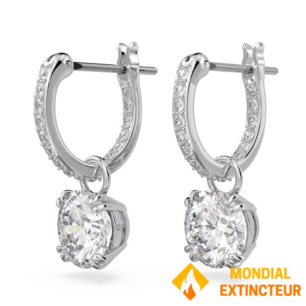 Swarovski - Boucles d’oreille Stilla Blanches, Métal rhodié
