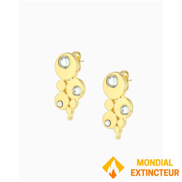 Les interchangeables - Boucles d’oreilles Bulle Strasse or jau