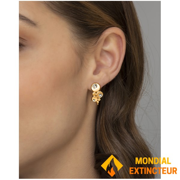 Les interchangeables - Boucles d’oreilles Bulle Strasse or jau