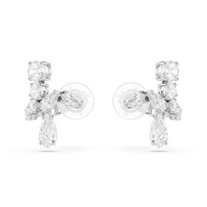 Swarovski - Boucles d’oreilles Matrix clip Blanches, Métal rhodié