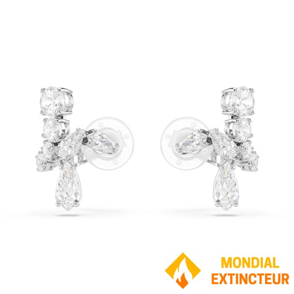 Swarovski - Boucles d’oreilles Matrix clip Blanches, Métal rhodié