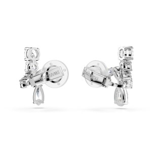 Swarovski - Boucles d’oreilles Matrix clip Blanches, Métal rhodié