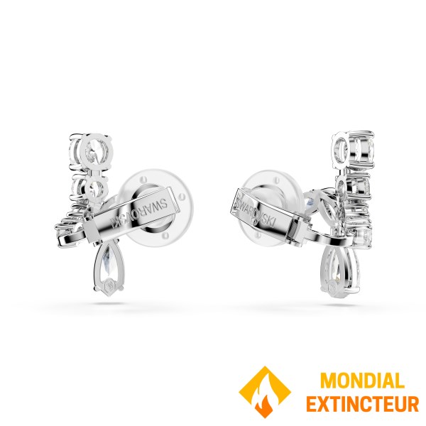Swarovski - Boucles d’oreilles Matrix clip Blanches, Métal rhodié