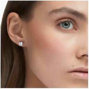 Swarovski - Boucles d’oreilles Stilla Attract Carré, Blanches