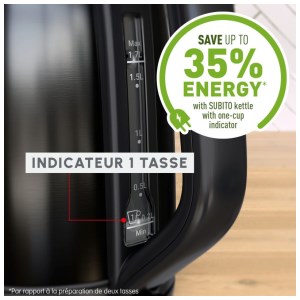 Moulinex - Bouilloire électrique Subito inox noir avec indicateur