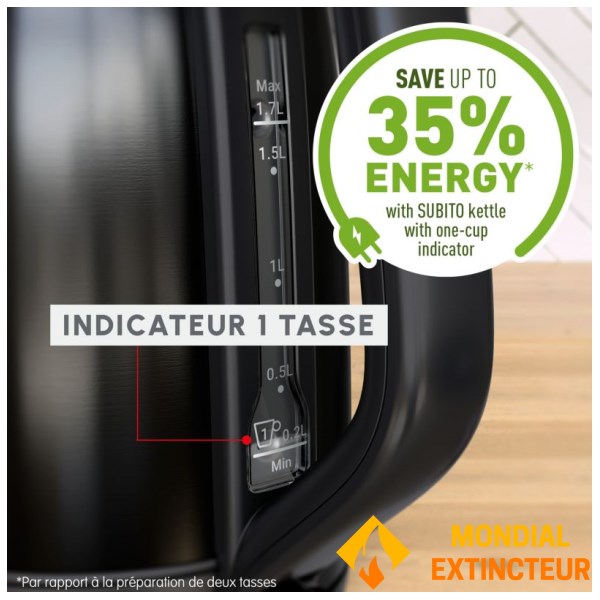 Moulinex - Bouilloire électrique Subito inox noir avec indicateur