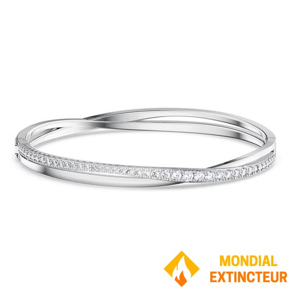 Swarovski - Bracelet jonc twist blanc M